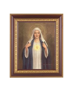 11 1/2" x 13 1/2" Cherry Frame with Gold Trim with an 8" x 10" Immaculate Heart of Mary Print