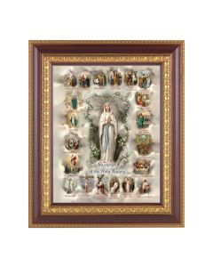 8" x 10" Mysteries of the Rosary Print in an 11 1/2" x 13 1/2" Cherry Frame with Gold Trim