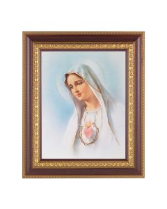 11 1/2" x 13 1/2" Cherry Frame with Gold Trim with an 8" x 10" Immaculate Heart of Mary Print