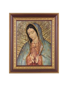 11 1/2" x 13 1/2" Cherry Frame with Gold Trim with an 8" x 10" Our Lady of Guadalupe Print