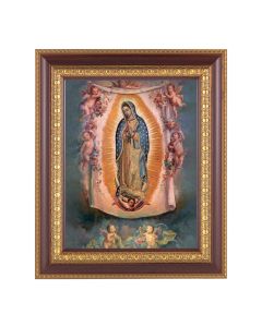 11 1/2" x 13 1/2" Cherry Frame with Gold Trim with an 8" x 10" Our Lady of Guadalupe Print