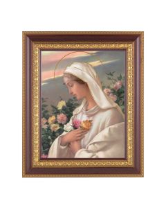 11 1/2" x 13 1/2" Cherry Frame with Gold Trim with an 8" x 10" Mystical Rose Print