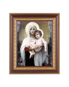 11 1/2" x 13 1/2" Cherry Frame with Gold Trim with an 8" x 10" Bouguereau: Madonna of the Roses Print