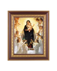 11 1/2" x 13 1/2" Cherry Frame with Gold Trim with an 8" x 10" Bouguereau: Queen of Angels Print