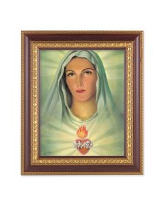 11 1/2" x 13 1/2" Cherry Frame with Gold Trim with an 8" x 10" Immaculate Heart of Mary Print