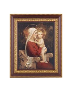 11 1/2" x 13 1/2" Cherry Frame with Gold Trim with an 8" x 10" Chambers: Madonna and Child Print