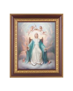 11 1/2" x 13 1/2" Cherry Frame with Gold Trim with an 8" x 10" Queen of Heaven Print