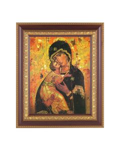 11 1/2" x 13 1/2" Cherry Frame with Gold Trim with an 8" x 10" Our Lady of Vladimir Print