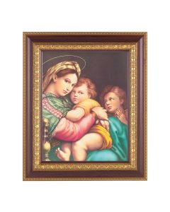 11 1/2" x 13 1/2" Cherry Frame with Gold Trim with an 8" x 10" Raphael: Madonna of The Chair Print