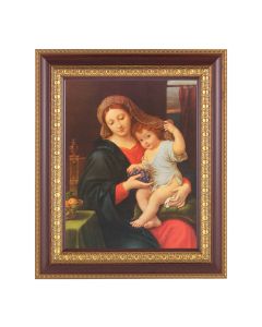 11 1/2" x 13 1/2" Cherry Frame with Gold Trim with an 8" x 10" Madonna of the Grapes Print