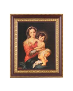 11 1/2" x 13 1/2" Cherry Frame with Gold Trim with an 8" x 10" Murillo: Madonna and Child Print