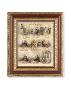 11 1/2" x 13 1/2" Cherry Frame with Gold Trim with an 8" x 10" Hail Mary Print