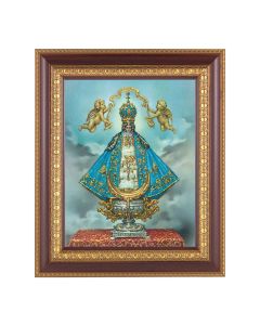 11 1/2" x 13 1/2" Cherry Frame with Gold Trim with an 8" x 10" Virgen de San Juan Print