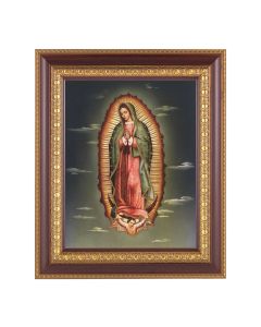 11 1/2" x 13 1/2" Cherry Frame with Gold Trim with an 8" x 10" Our Lady of Guadalupe Print