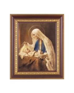 11 1/2" x 13 1/2" Cherry Frame with Gold Trim with an 8" x 10" Chambers: Madonna and Child Print