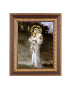11 1/2" x 13 1/2" Cherry Frame with Gold Trim with an 8" x 10" Bouguereau: Divine Innocence Print