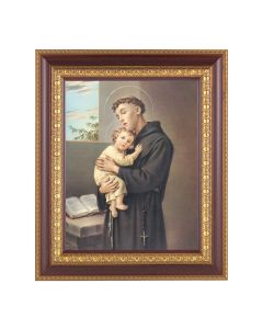 11 1/2" x 13 1/2" Cherry Frame with Gold Trim with an 8" x 10" Saint Anthony Print