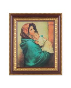 11 1/2" x 13 1/2" Cherry Frame with Gold Trim with an 8" x 10" Madonna of the Streets Print