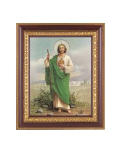 11 1/2" x 13 1/2" Cherry Frame with Gold Trim with an 8" x 10" Saint Jude Print
