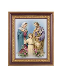 11 1/2" x 13 1/2" Cherry Frame with Gold Trim with an 8" x 10" Holy Family Print