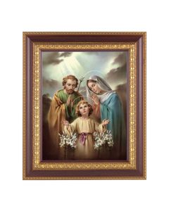 11 1/2" x 13 1/2" Cherry Frame with Gold Trim with an 8" x 10" Holy Family Print