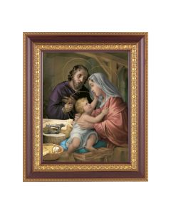 11 1/2" x 13 1/2" Cherry Frame with Gold Trim with an 8" x 10" Holy Family Print