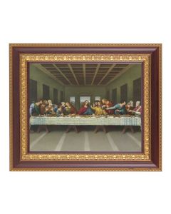 11 1/2" x 13 1/2" Cherry Frame with Gold Trim with an 8" x 10" Last Supper Print