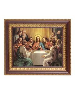 11 1/2" x 13 1/2" Cherry Frame with Gold Trim with an 8" x 10" Last Supper Print