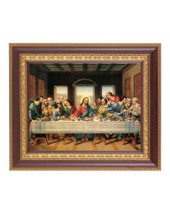 11 1/2" x 13 1/2" Cherry Frame with Gold Trim with an 8" x 10" The Last Supper Print