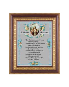 11 1/2" x 13 1/2" Cherry Frame with Gold Trim with an 8" x 10" House Blessing Print