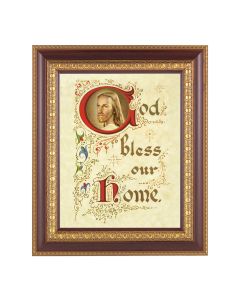 11 1/2" x 13 1/2" Cherry Frame with Gold Trim with an 8" x 10" House Blessing Print