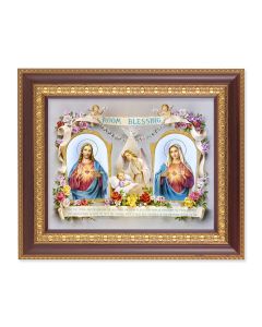 11 1/2" x 13 1/2" Cherry Frame with Gold Trim with an 8" x 10" Baby Room Blessing Print