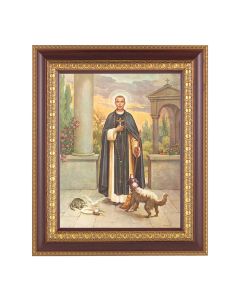 11 1/2" x 13 1/2" Cherry Frame with Gold Trim with an 8" x 10" Saint Martin De Porres Print