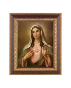 11 1/2" x 13 1/2" Cherry Frame with Gold Trim with an 8" x 10" Immaculate Heart of Mary Print