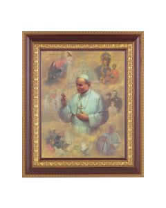 11 1/2" x 13 1/2" Cherry Frame with Gold Trim with an 8" x 10" Saint John Paul II Print