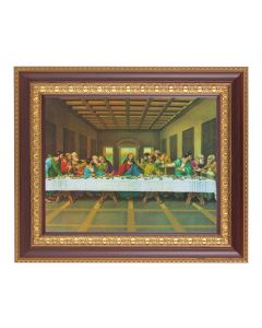 11 1/2" x 13 1/2" Cherry Frame with Gold Trim with an 8" x 10" The Last Supper Print