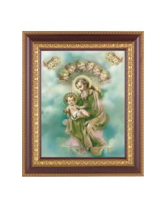 11 1/2" x 13 1/2" Cherry Frame with Gold Trim with an 8" x 10" Saint Joseph and Child Print