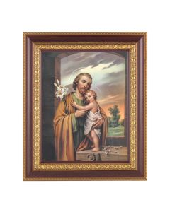 11 1/2" x 13 1/2" Cherry Frame with Gold Trim with an 8" x 10" Saint Joseph Print
