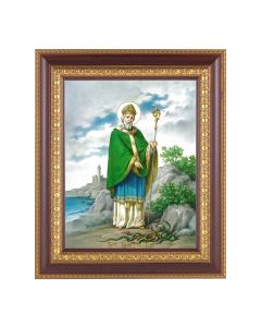 11 1/2" x 13 1/2" Cherry Frame with Gold Trim with an 8" x 10" Saint Patrick Print