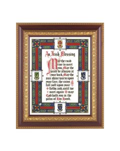 11 1/2" x 13 1/2" Cherry Frame with Gold Trim with an 8" x 10" Irish Blessing Print