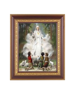 11 1/2" x 13 1/2" Cherry Frame with Gold Trim with an 8" x 10" Our Lady of Fatima Print