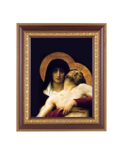 11 1/2" x 13 1/2" Cherry Frame with Gold Trim with an 8" x 10" The Pieta Print
