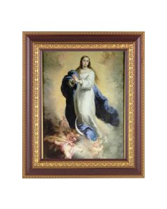 11 1/2" x 13 1/2" Cherry Frame with Gold Trim with an 8" x 10" The Immaculate Conception Print