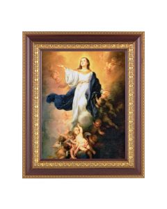 11 1/2" x 13 1/2" Cherry Frame with Gold Trim with an 8" x 10" The Immaculate Conception Print