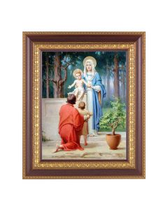 11 1/2" x 13 1/2" Cherry Frame with Gold Trim with an 8" x 10" The Holy Family with St. John the Baptist Print