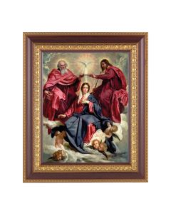 11 1/2" x 13 1/2" Cherry Frame with Gold Trim with an 8" x 10" Crowning of Mary Print