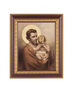11 1/2" x 13 1/2" Cherry Frame with Gold Trim with an 8" x 10" St. Joseph with Crying Jesus Print