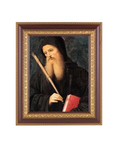 11 1/2" x 13 1/2" Cherry Frame with Gold Trim with an 8" x 10" St. Benedict Print