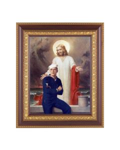 8" x 10" Chambers: Behold I am with You All Days Print with an 11 1/2" x 13 1/2" Cherry Frame with Gold Trim