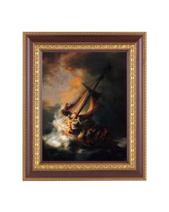 11 1/2" x 13 1/2" Cherry Frame with Gold Trim with an 8" x 10" The Storm on the Sea of Galilee Print